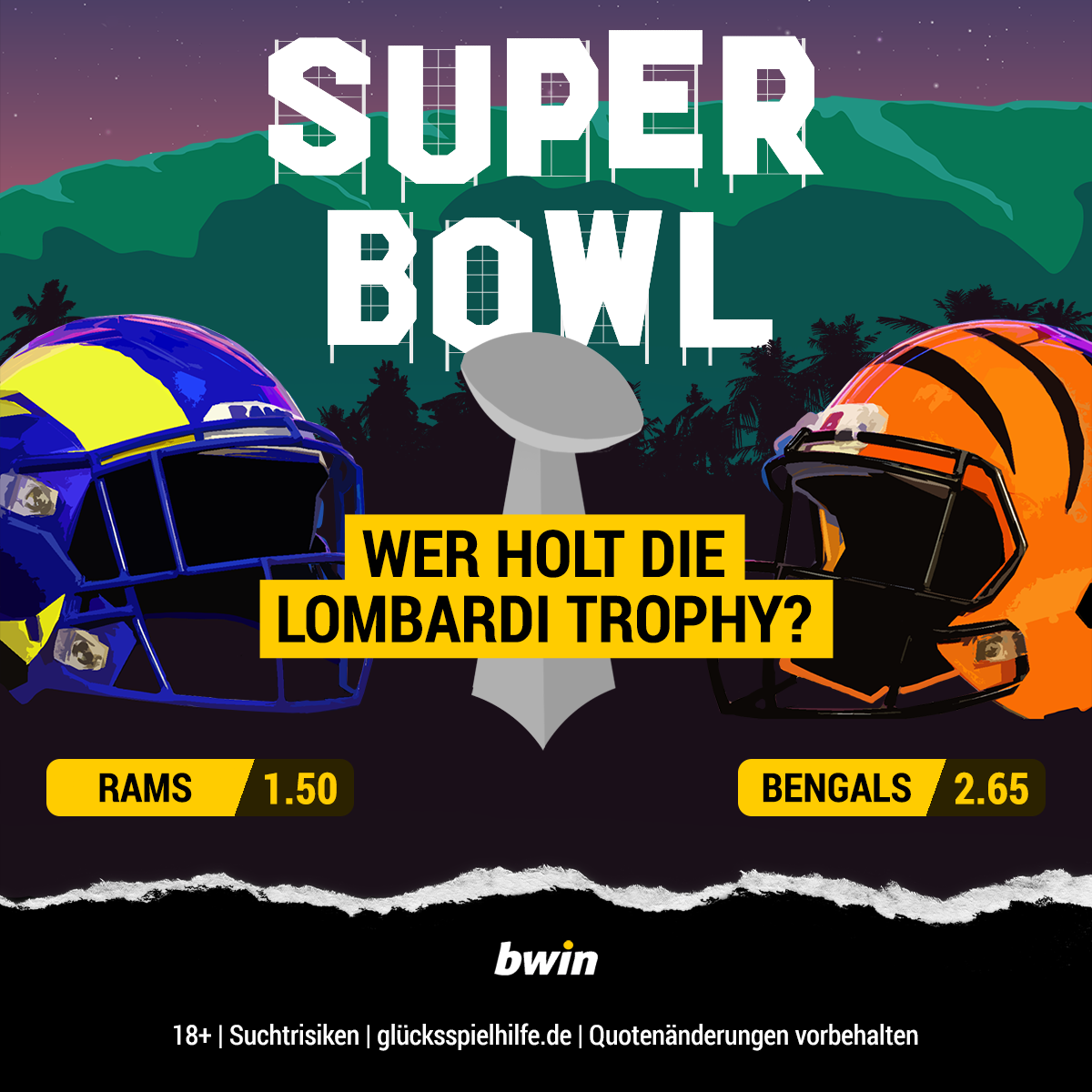 56. Super Bowl: Los Angeles Rams Favorit - Quote 2,65 auf Underdog