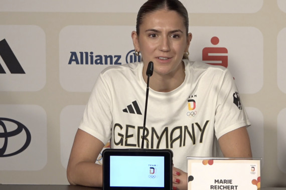 Im Rahmen der Pressekonferenz spricht die Olympiasiegerin im 3x3-Basketball Marie Reichert u.a. über die Vorbereitung des Teams.